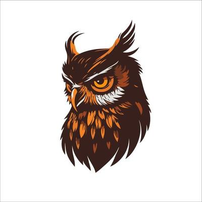 Owl face head vector design illustration for logo mascot t shirt design template
