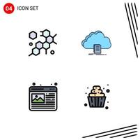 Universal Icon Symbols Group of 4 Modern Filledline Flat Colors of cell design cloud file web image Editable Vector Design Elements