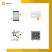 Pack of 4 Modern Flat Icons Signs and Symbols for Web Print Media such as alert shopping virus education online Editable Vector Design Elements