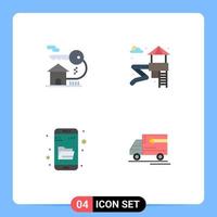Flat Icon Pack of 4 Universal Symbols of home research key garden truck Editable Vector Design Elements