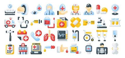 conjunto de iconos de medicina y salud. ilustración vectorial en el estilo de línea vector
