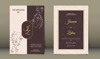 Luxury wedding invitation line style minimalist floral premium vector