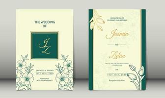 Luxury wedding invitation line style minimalist floral premium vector