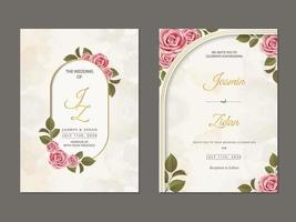 invitación de boda floral de lujo sobre fondo de acuarela vector