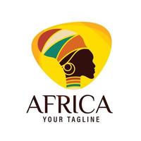 diseño de vector de silueta de mujer africana hermosa exótica,sombrero,con ilustración de mujer africana de posición enfrentada, puede usarse para logotipo cosmético