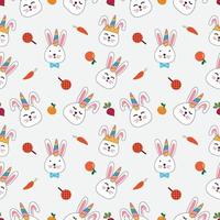Cute hand drawn rabbit unicorn cartoon seamless pattern backround. for greeting ,congratulations,invitation card and wrapping. vector
