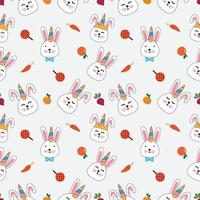 Cute hand drawn rabbit unicorn cartoon seamless pattern backround. for greeting ,congratulations,invitation card and wrapping. vector