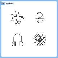 Pack of 4 creative Filledline Flat Colors of cancel headset transport money balance Editable Vector Design Elements