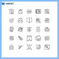 Set of 25 Modern UI Icons Symbols Signs for tactical strategy alert strategic mask Editable Vector Design Elements