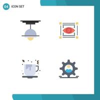 Mobile Interface Flat Icon Set of 4 Pictograms of decor coffee lamp view fast food Editable Vector Design Elements