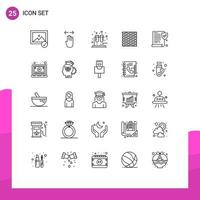 Set of 25 Modern UI Icons Symbols Signs for wall stripes chemistry square floor Editable Vector Design Elements