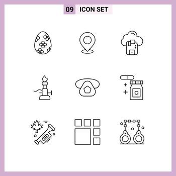 Modern Set of 9 Outlines and symbols such as lab server pin sd cloud Editable Vector Design Elements
