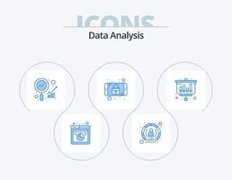 Data Analysis Blue Icon Pack 5 Icon Design. graph. data security. analysis. lock. data vector