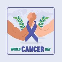 Free vector world cancer day design on world map