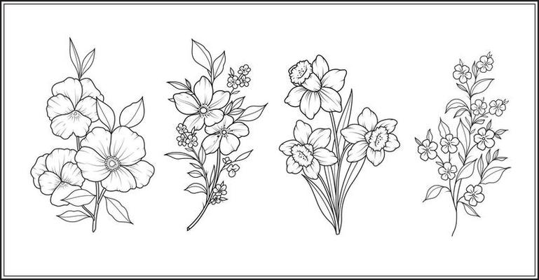 Hand drawn vector design floral elements Pro Vector