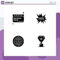 User Interface Pack of 4 Basic Solid Glyphs of education globe school shopping communication Editable Vector Design Elements