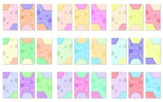 twenty seven sets of abstract portrait background with hexagon pattern and wavy lines. simple, flat and colorful. used for wallpaper, backdrop, social media stories and poster vector
