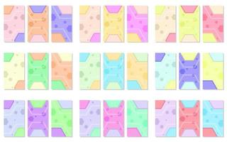 twenty seven sets of abstract portrait background with hexagon pattern and wavy lines. simple, flat and colorful. used for wallpaper, backdrop, social media stories and poster vector