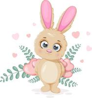 Happy and romantic cute bunny with hearts vector