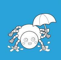 lindo sello digital de dibujos animados de araña itsy bitsy vector