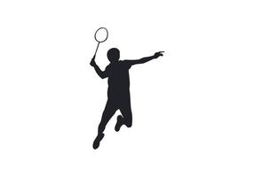 Badminton player young man in silhouette isolated vector