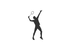 Badminton player young man in silhouette isolated vector