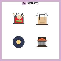4 Creative Icons Modern Signs and Symbols of analysis brightness login ecommerce bank Editable Vector Design Elements