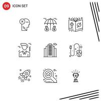 Universal Icon Symbols Group of 9 Modern Outlines of office business insurance religion christ Editable Vector Design Elements