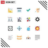Mobile Interface Flat Color Set of 16 Pictograms of cinnamon mind check human fast Editable Pack of Creative Vector Design Elements