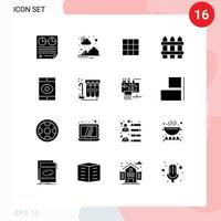 Universal Icon Symbols Group of 16 Modern Solid Glyphs of smartphone security sun rise home sets Editable Vector Design Elements