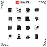 16 Creative Icons Modern Signs and Symbols of target folder computer person map Editable Vector Design Elements