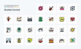 25 Brazilian Carnival Line Filled Style icon pack vector