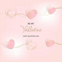 Valentines day card,  luxury pink background with golden letters vector