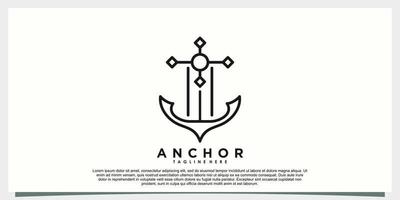 anchor icon logo design with template vector