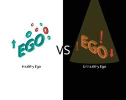 healthy ego compare to unhealthy ego vector