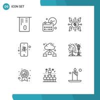 Outline Pack of 9 Universal Symbols of web mobile crowdfund eco funding Editable Vector Design Elements