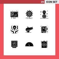 9 Creative Icons Modern Signs and Symbols of document business gear art pin Editable Vector Design Elements