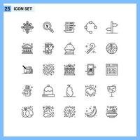 Stock Vector Icon Pack of 25 Line Signs and Symbols for points open search programming com Editable Vector Design Elements