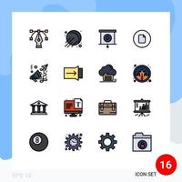 Group of 16 Flat Color Filled Lines Signs and Symbols for gesture marketing presentation finance ui Editable Creative Vector Design Elements