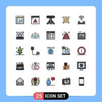 Set of 25 Modern UI Icons Symbols Signs for productivity device dining line education Editable Vector Design Elements