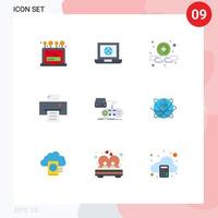 User Interface Pack of 9 Basic Flat Colors of playstation game add console print Editable Vector Design Elements