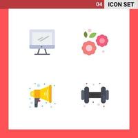 Mobile Interface Flat Icon Set of 4 Pictograms of computer announce imac easter speaker Editable Vector Design Elements