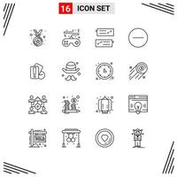 16 Thematic Vector Outlines and Editable Symbols of hand hide chat delete support Editable Vector Design Elements