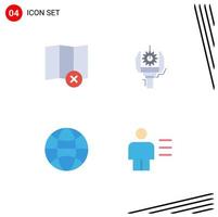 4 Universal Flat Icons Set for Web and Mobile Applications clear world automation production analytics Editable Vector Design Elements