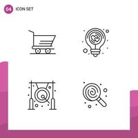 4 Creative Icons Modern Signs and Symbols of cart bell bulb idea gong Editable Vector Design Elements