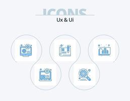 ux y ui blue icon pack 5 diseño de iconos. sitio. estructura alámbrica configuración. usabilidad desarrollo vector