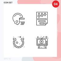 Set of 4 Modern UI Icons Symbols Signs for american festival data paper horseshoe Editable Vector Design Elements