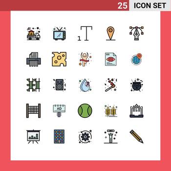 Filled line Flat Color Pack of 25 Universal Symbols of shredder device subscript tool design Editable Vector Design Elements