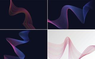 Add depth to your design with this set of 4 waving line vector backgrounds