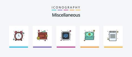 Miscellaneous Line Filled 5 Icon Pack Including grid. email. history. archive. Creative Icons Design vector